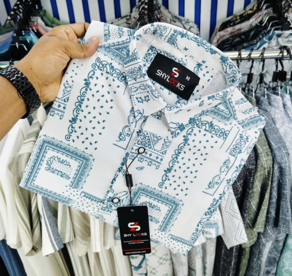 Luxury Popcorn Half Sleeve Print Shirt | STV009